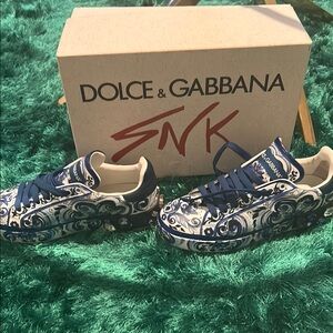 Dolce & Gabbana Blue and White Sneakers
